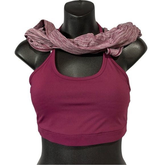 HYBA, Tank Top With Built-in Bra, Small, Burgundy, White 🏃‍♀️‍➡️ - Picture 7 of 10